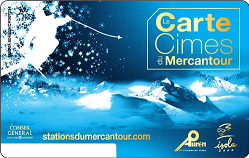 La carte Cimes du Mercantour<br> (1 carte par skieur) <br>Utilisable dans les stations de <br><font color="red">La Foux, Le Seignus, Vars, Isola 2000, Auron et Les Orres</font>